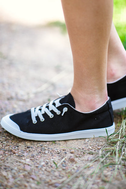 Black and White Lace Up Sneakers