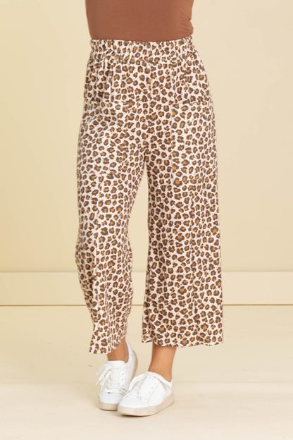 Animal Print Ribbed Soft Cropped Pants