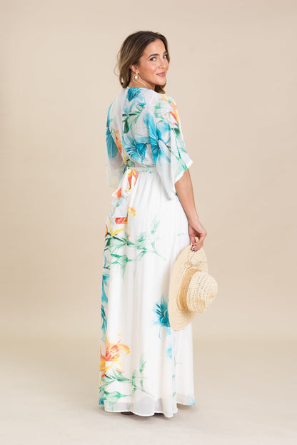 Aqua Tropical Multicolor Maxi Dress