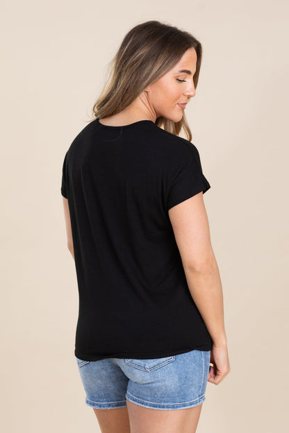 Black Jewel Neck Triangle Laser Cut Knit Top