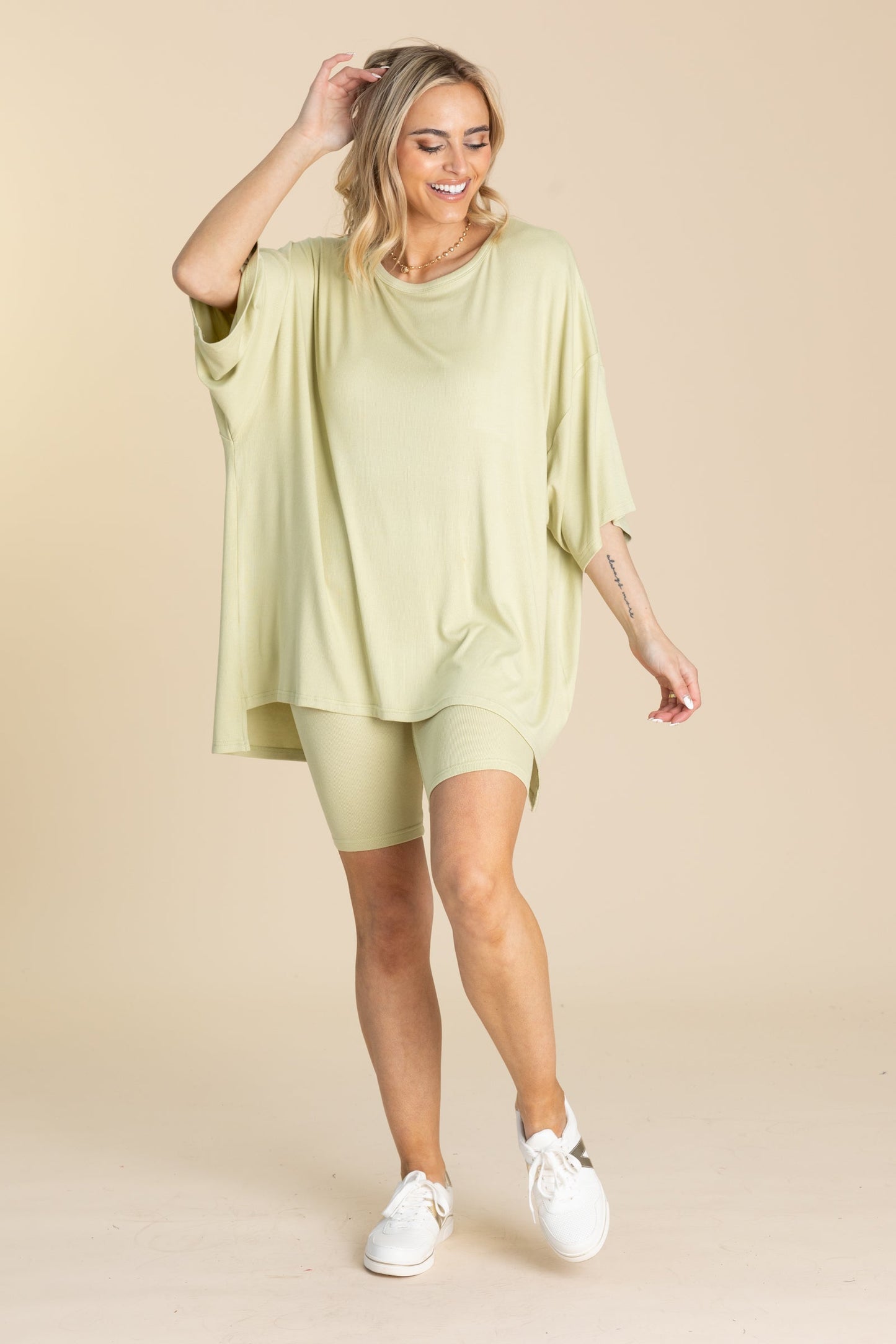 Babyrib Knit Oversized Tunic Top