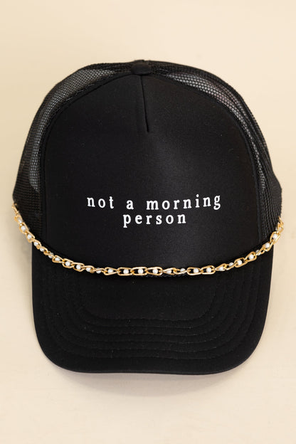 Black Not A Morning Person Hat With Chain