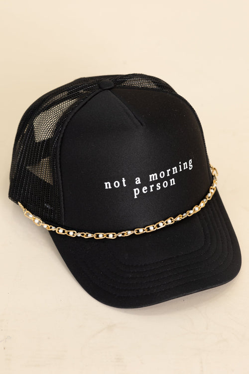 Black Not A Morning Person Hat With Chain