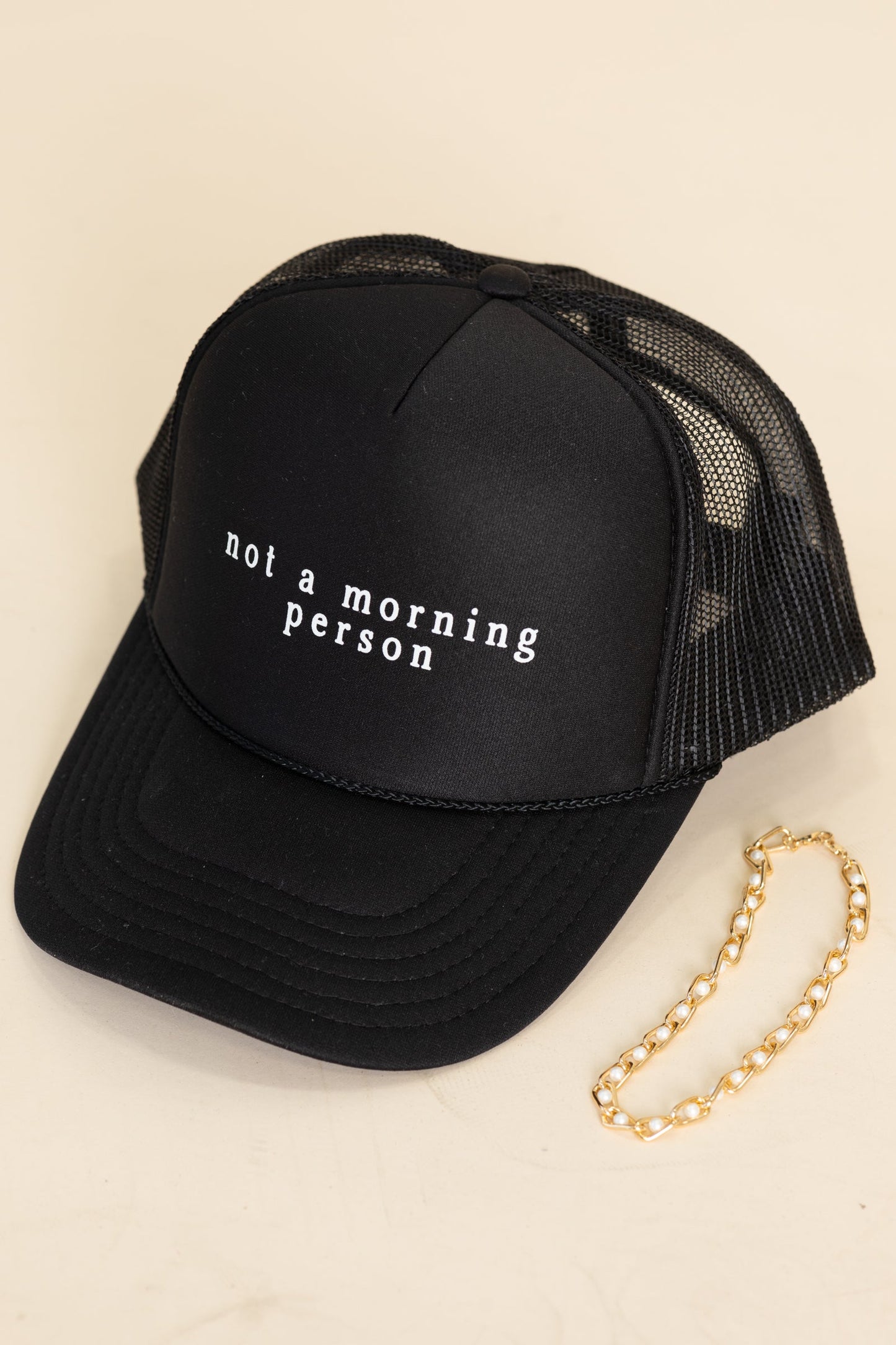 Black Not A Morning Person Hat With Chain