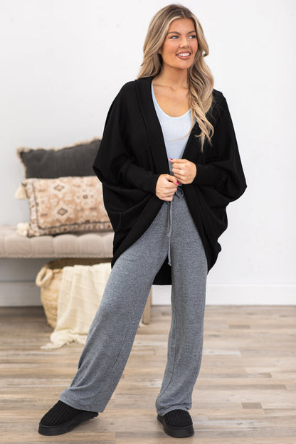 Black Elevated Cocoon Style Cardigan