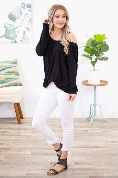 Black Twist Front Top with Cutouts