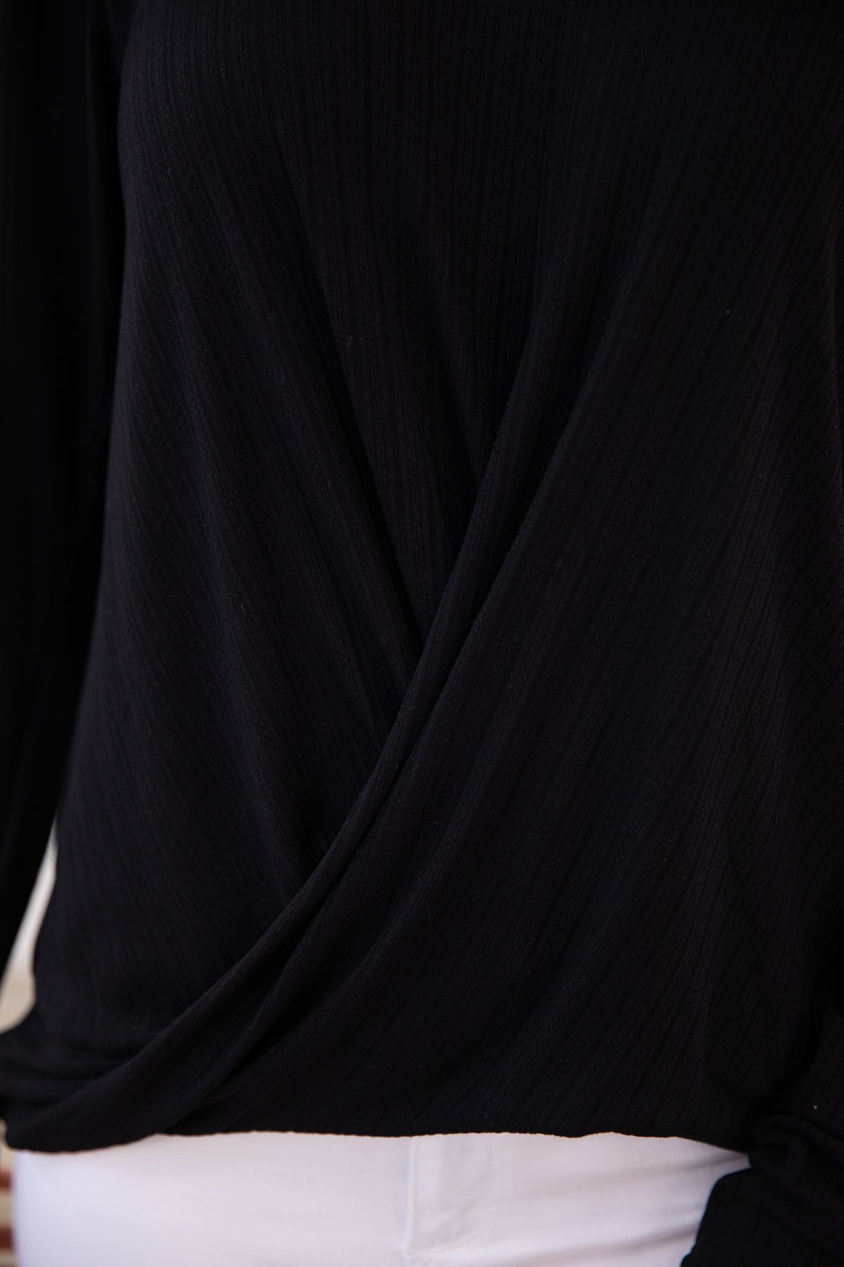 Black Twist Front Top with Cutouts