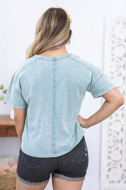 Ash Short Sleeve Washed Knit Pocket Tee