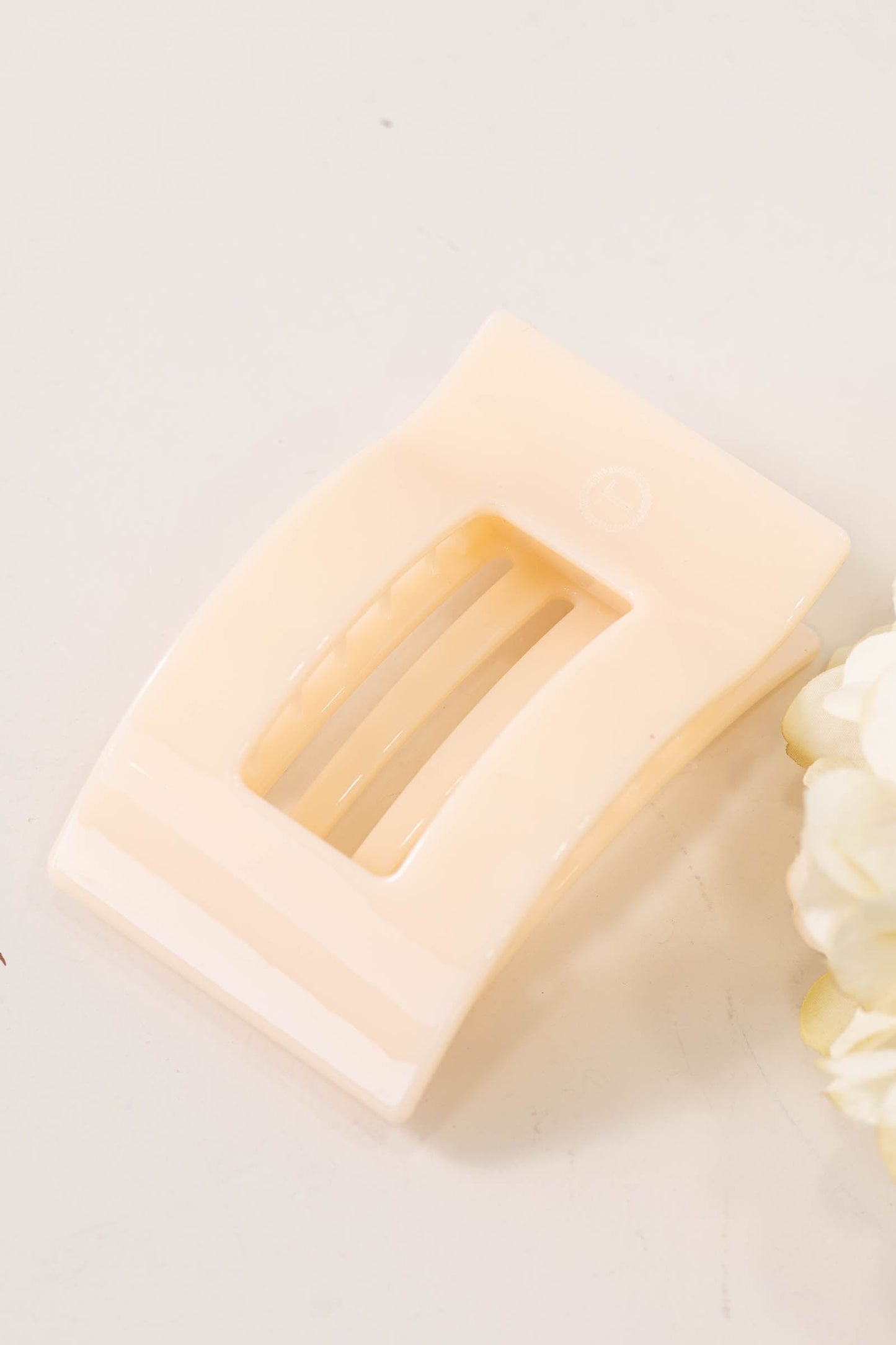 Almond Beige Flat Rectangle Hair Clip