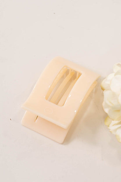 Almond Beige Flat Rectangle Hair Clip