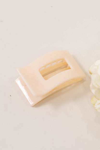 Almond Beige Flat Rectangle Hair Clip
