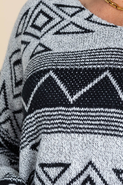 Black And Grey Tribal Aztec Pattern Sweater