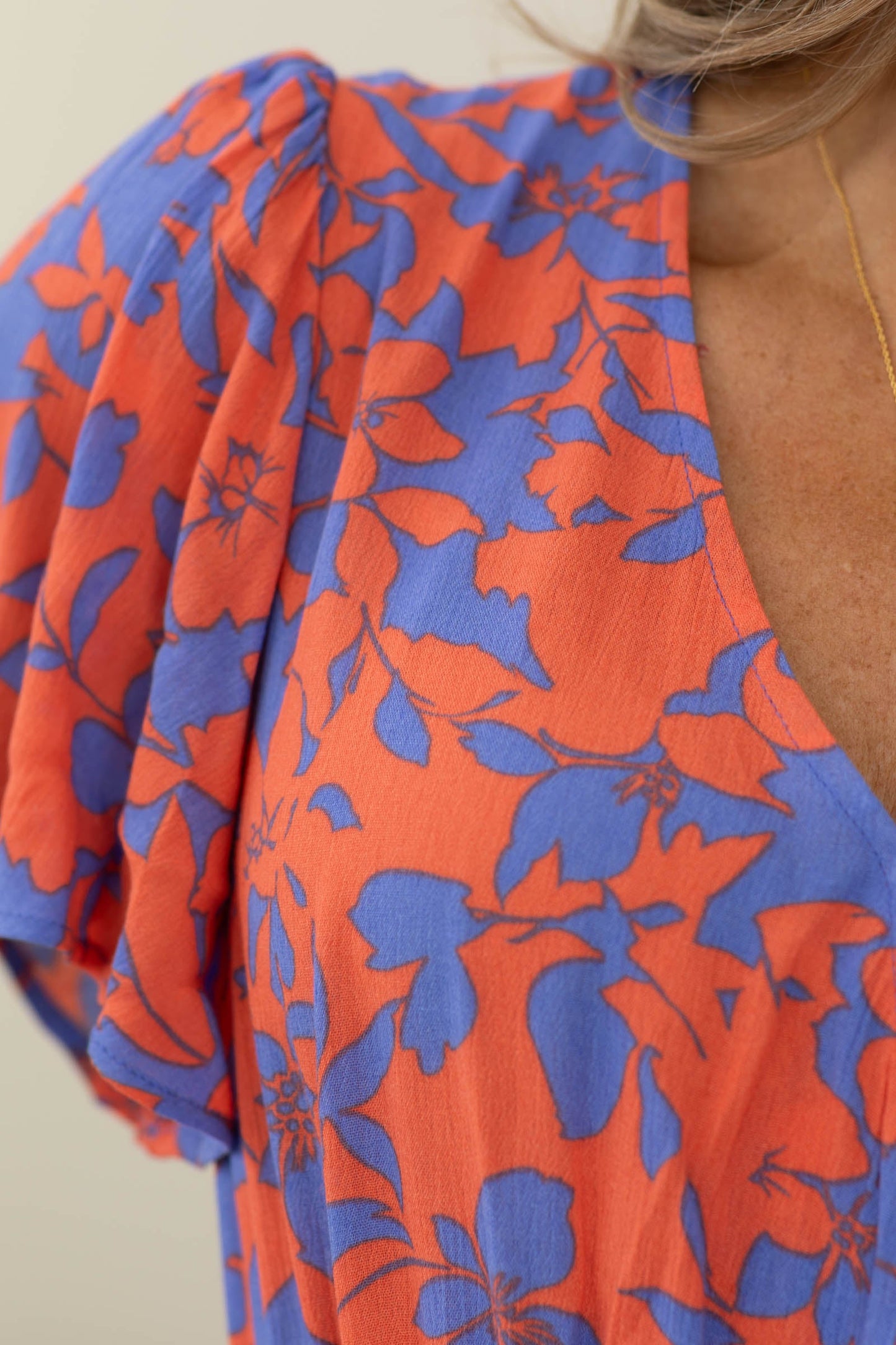 Blue And Orange Printed Swing Woven Dress
