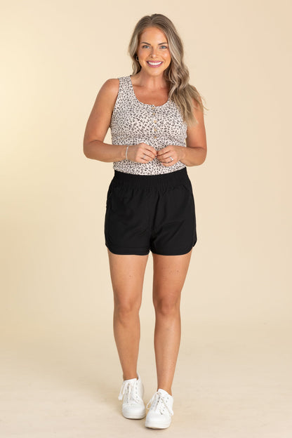 Black Dolphin Shorts With Back Zipper