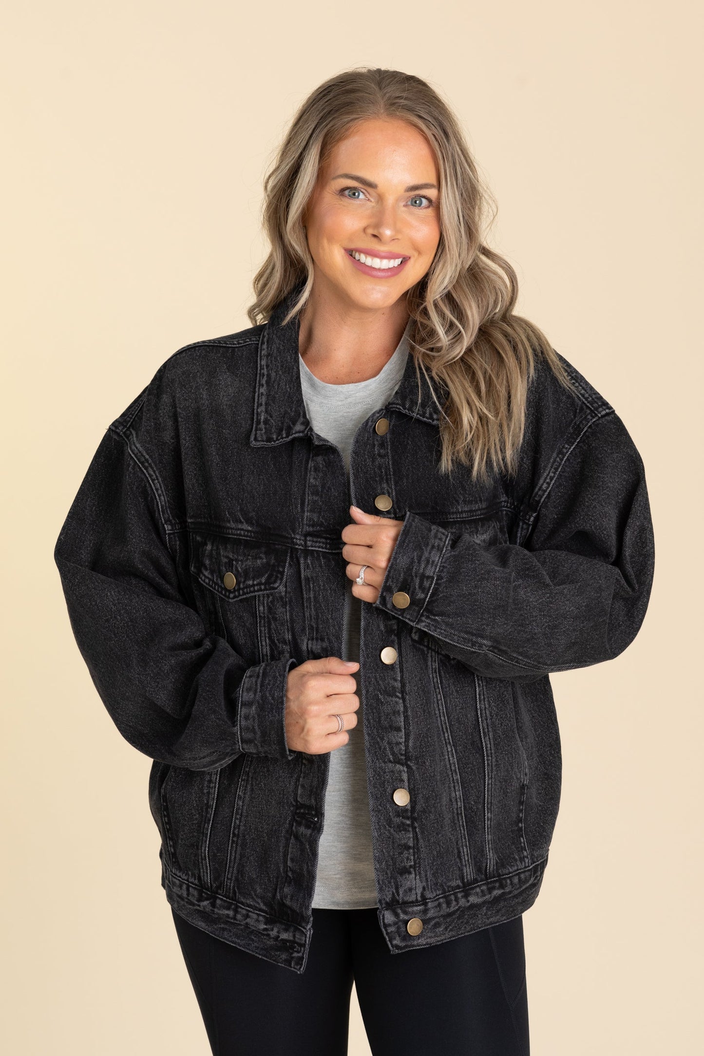 Black Wash Classic Boyfriend Fit Denim Jacket