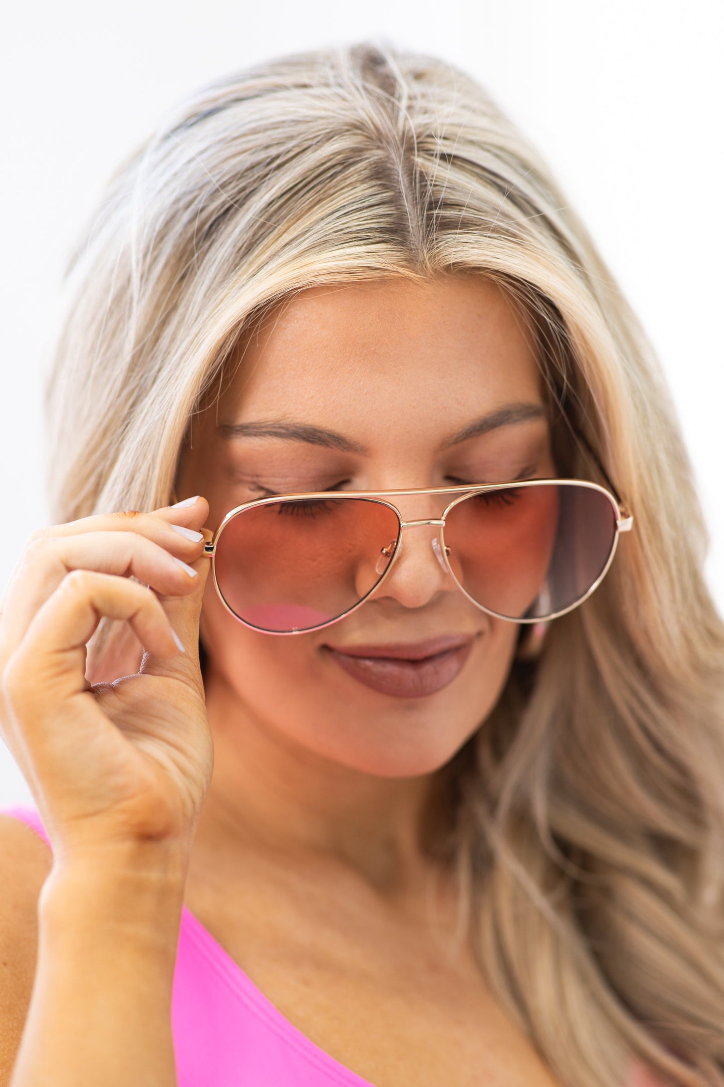 Blush Metal Frame Double Bridge Sunglasses