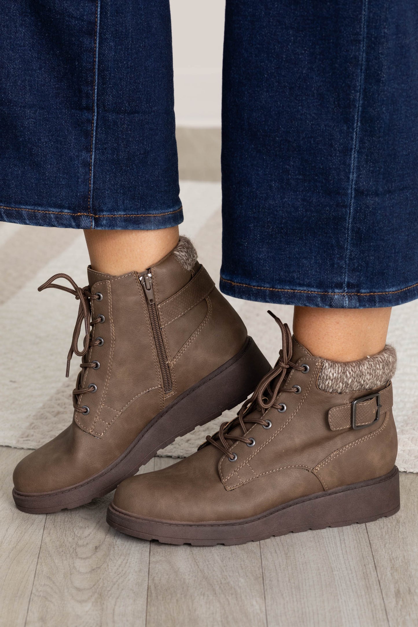 Blowfish Wedge Boots With Sweater Knit Trim