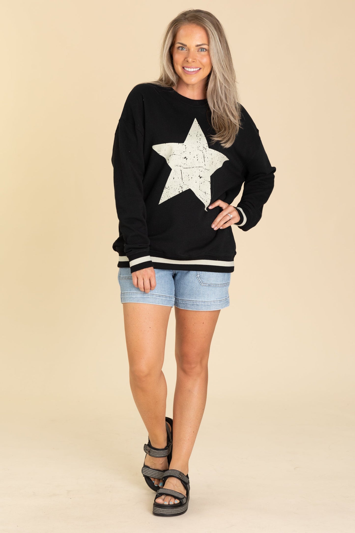 Black Vintage Supernova Crewneck Pullover