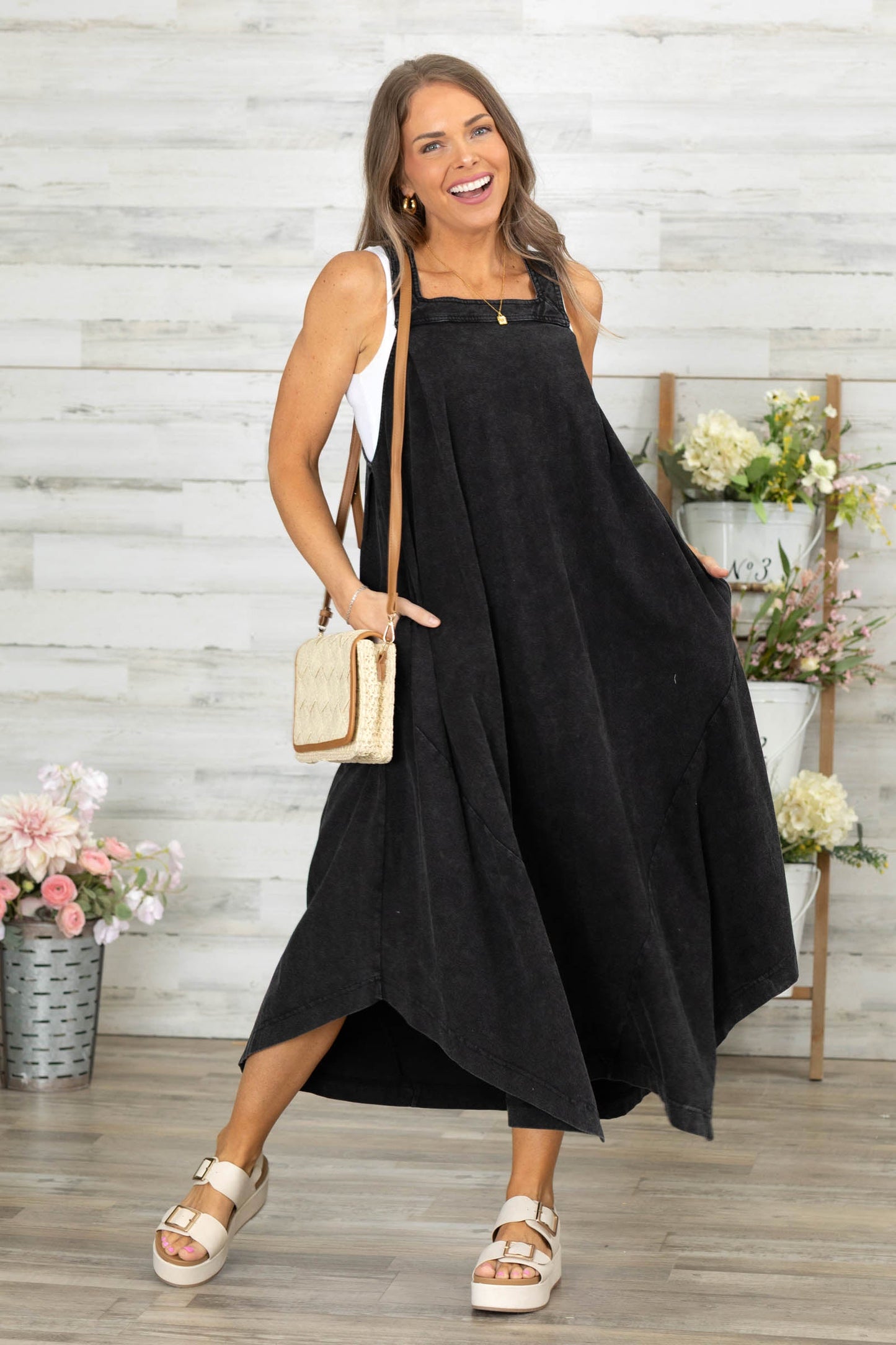 Ash Black Halter Tank Maxi Dress