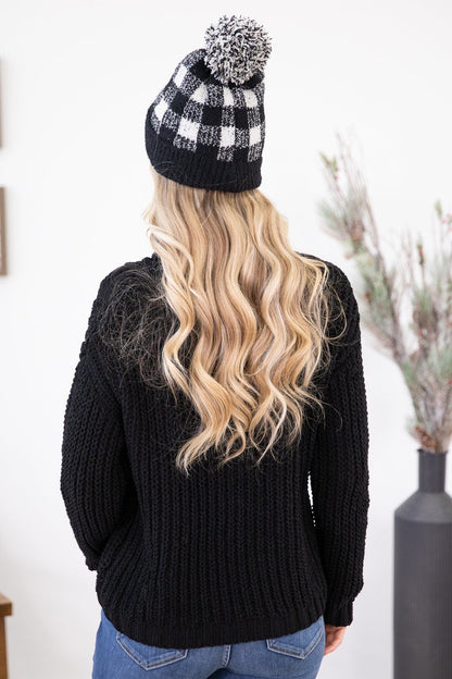 Black Turtle Neck Cable Knit Sweater