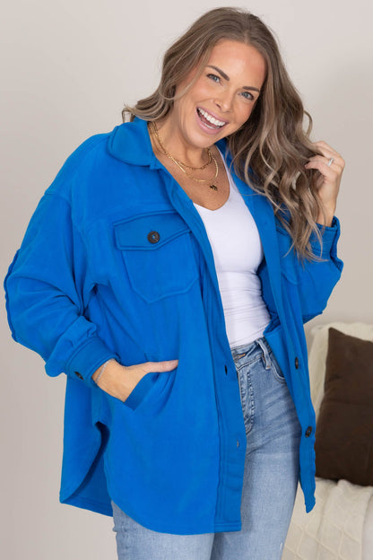 Boyfriend Fit Fleece Shackets