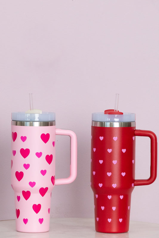 40oz Stainless Steel Heart Printed Tumbler