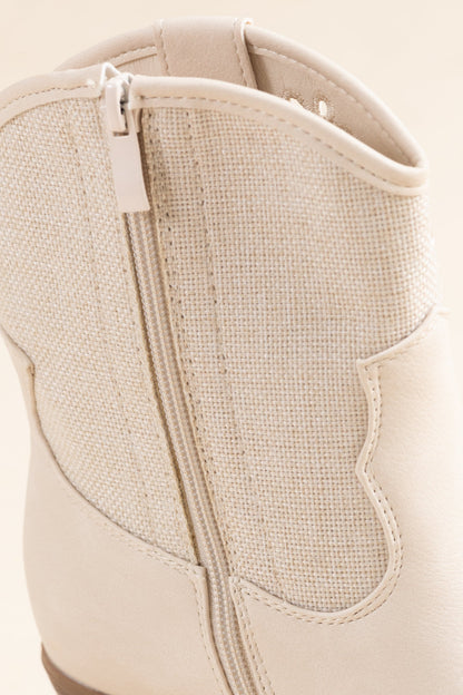 Beige Flower Cutout Booties