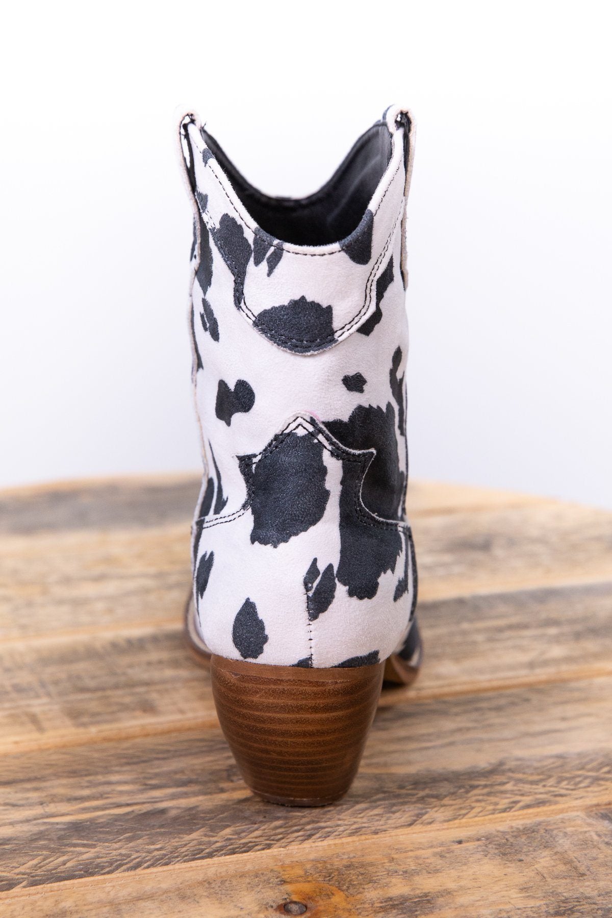 Black and White Cow Print Western Bootie