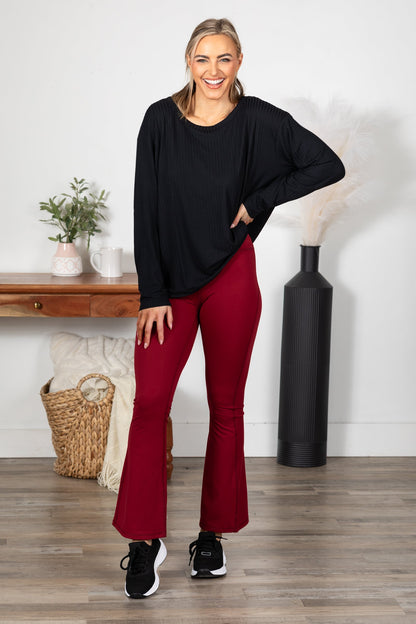 Black Soft Ribbed Scoop Neck Knit Top