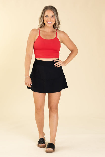 Black Swoop Active Tennis Skort