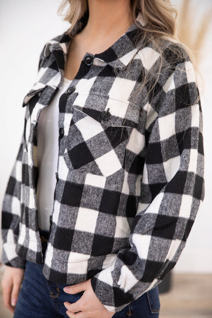 Black and White Buffalo Plaid Shacket