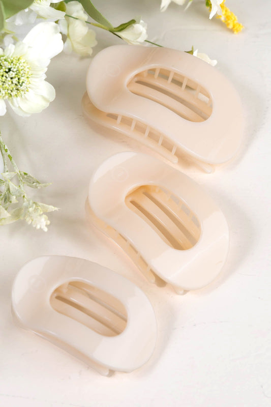 Almond Beige Flat Round Hair Clip