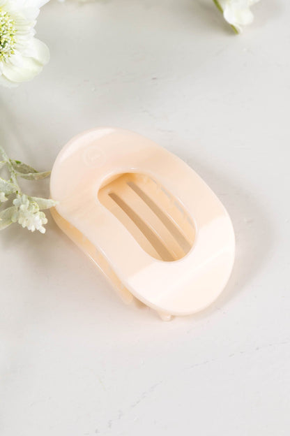 Almond Beige Flat Round Hair Clip