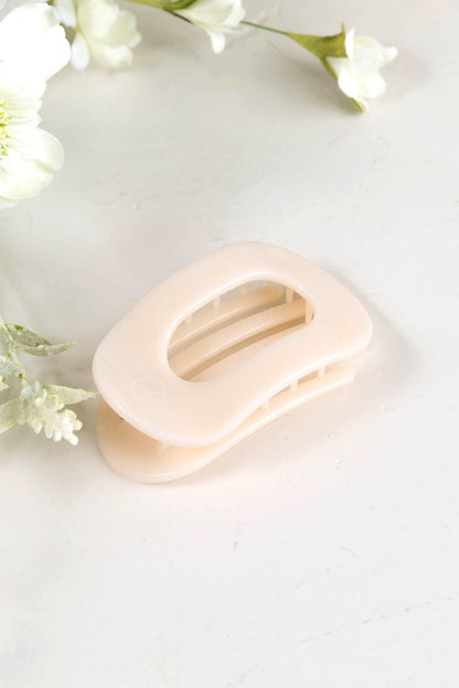 Almond Beige Flat Round Hair Clip