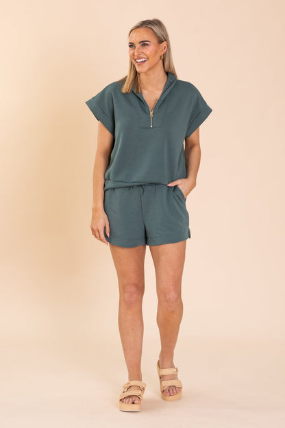Ash Jade Scuba Elastic Waistband Shorts With Pockets