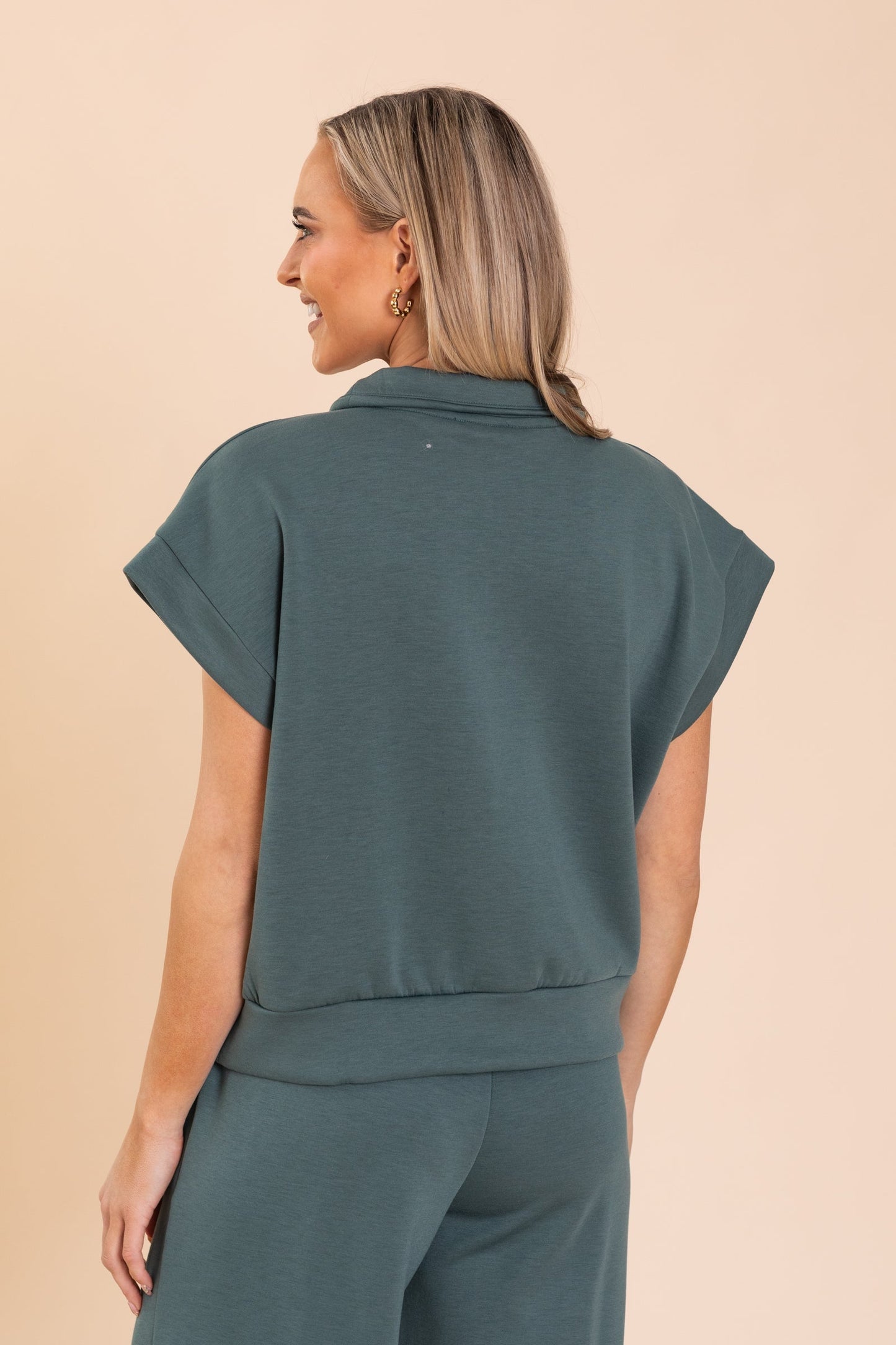 Ash Jade Scuba Quarter Zip Knit Top