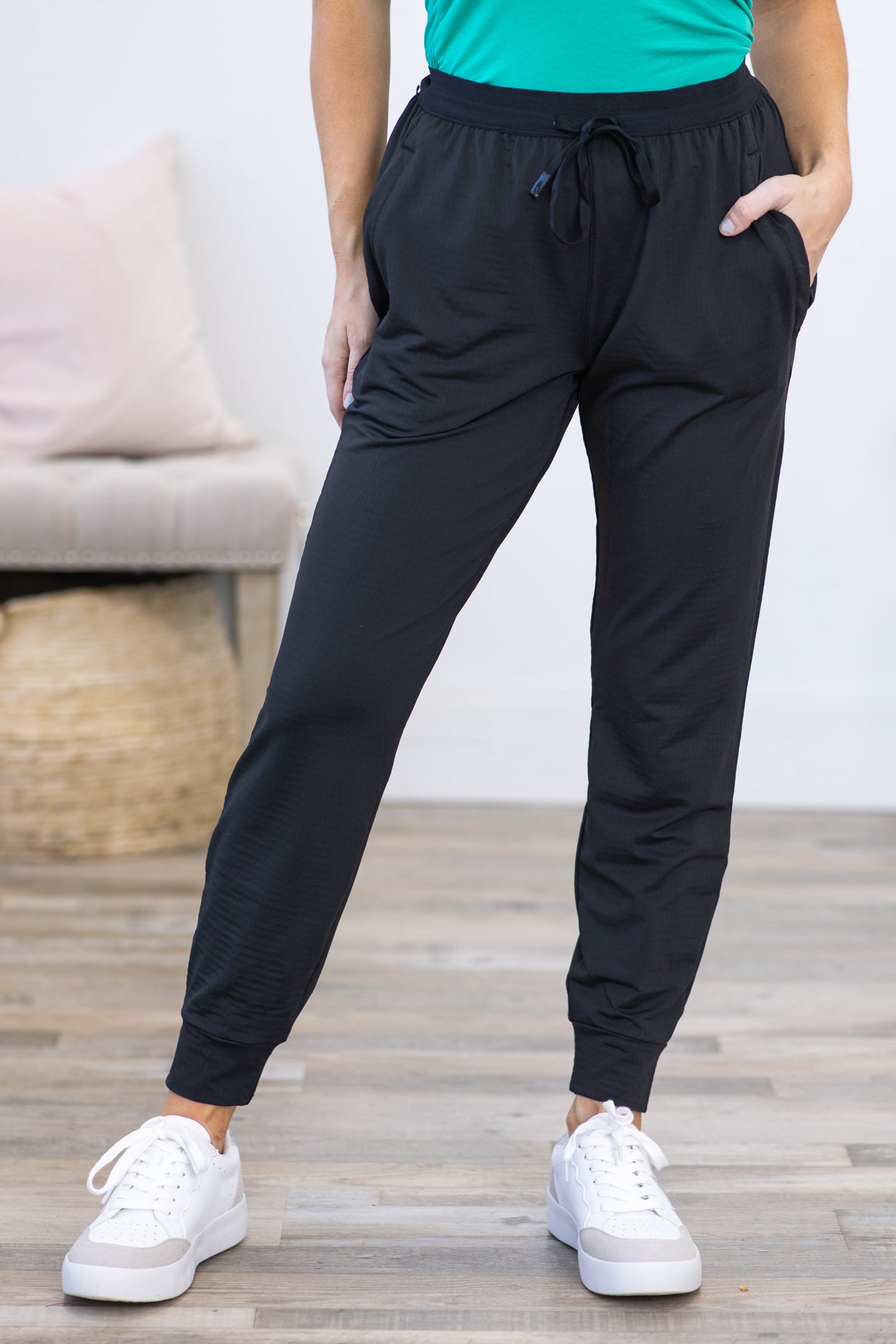 Black Textured Active Joggers