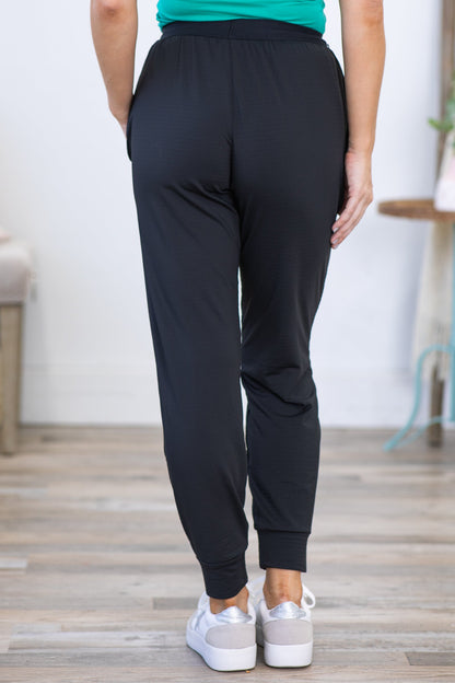 Black Textured Active Joggers