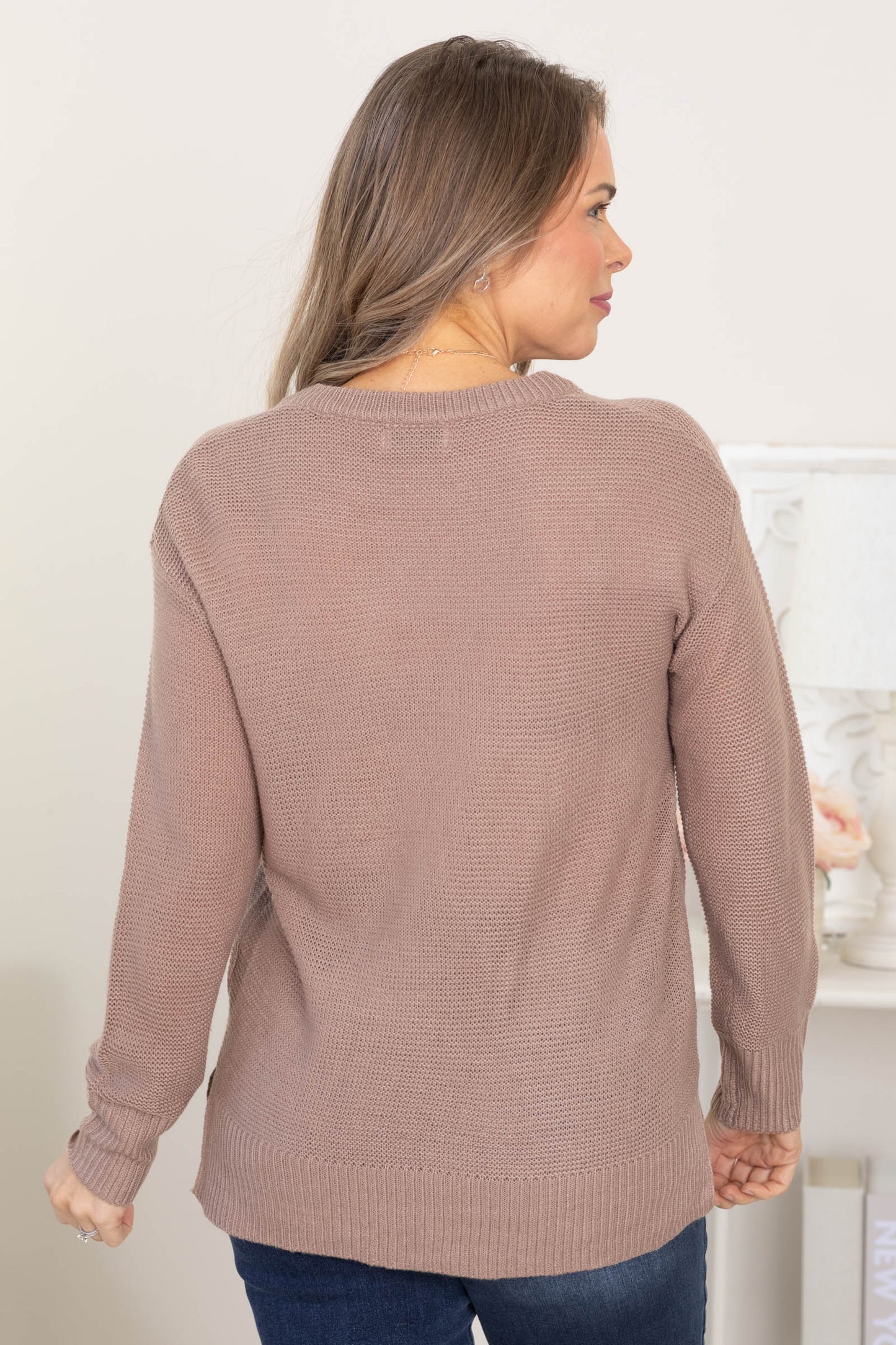 Boyfriend Fit Sweater With Ribbed Cuff Detail