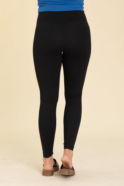 Black Two Line Yoga Stitch Full Length Legging