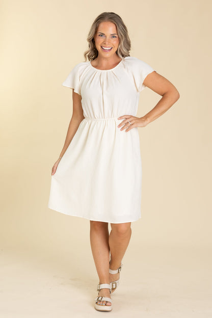 Beige Butterfly Sleeve Open Back Dress