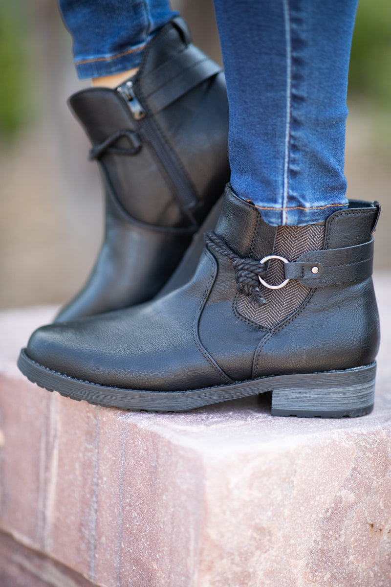 Black Booties With Ankle Detail