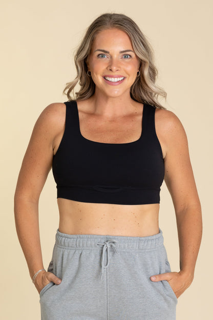 Black Square Neck Sports Bra