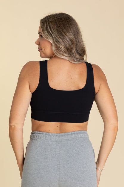 Black Square Neck Sports Bra