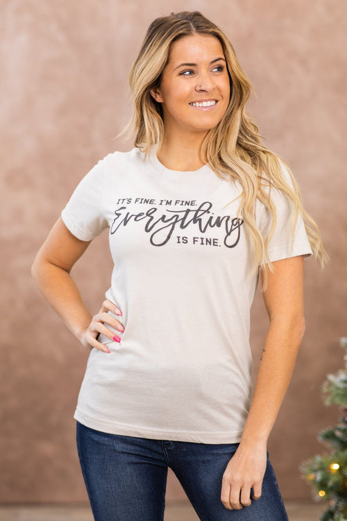 Beige Everything Is Fine Graphic Tee
