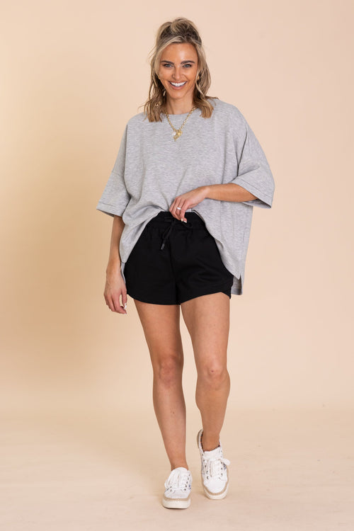 Black Scuba Drawstring Shorts