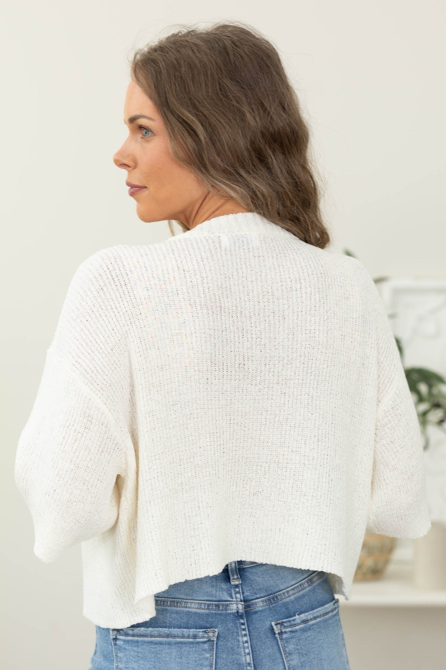 Boxy Short Sleeve Button Down Knit Cardigan