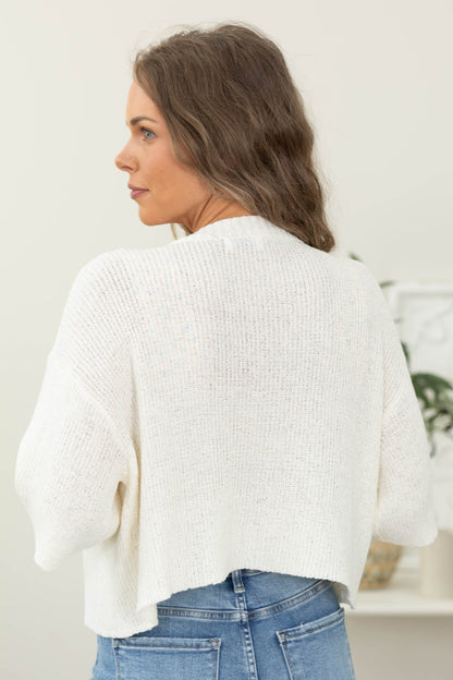 Boxy Short Sleeve Button Down Knit Cardigan