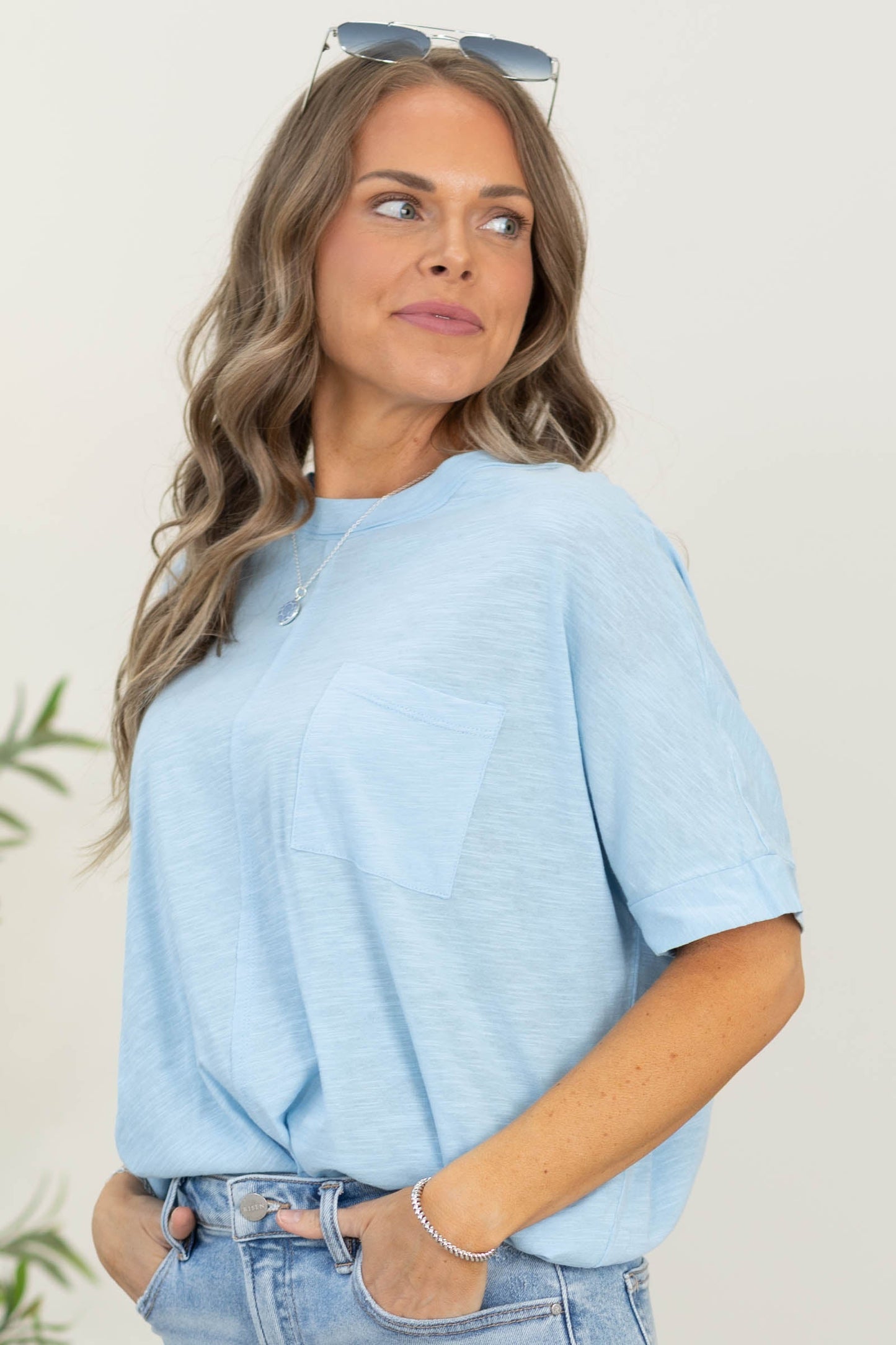 100% Cotton Short Sleeve Tee with Pocket
