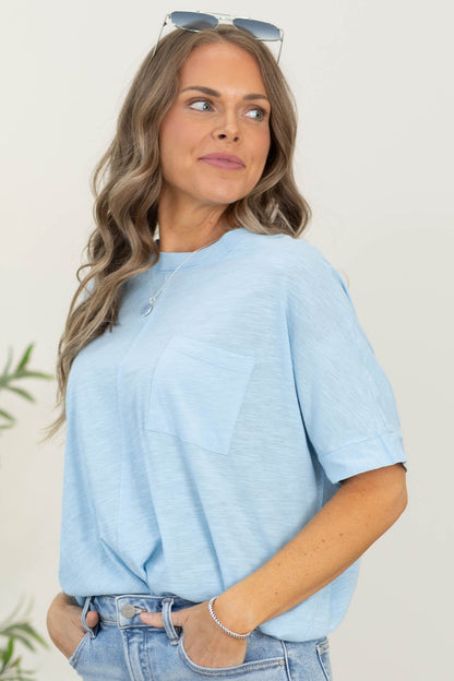 100% Cotton Short Sleeve Tee with Pocket